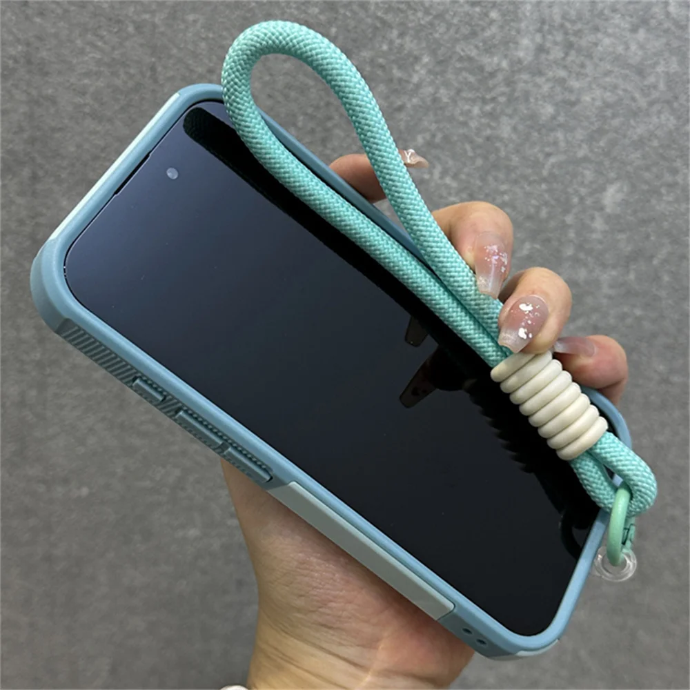 Lyxigt enfärgat mjukt telefonskal med snodd för iPhone 16 15 14 13 12 11 XS Pro Max Plus XR kameraskydd stötsäkert fodral_voghion.com