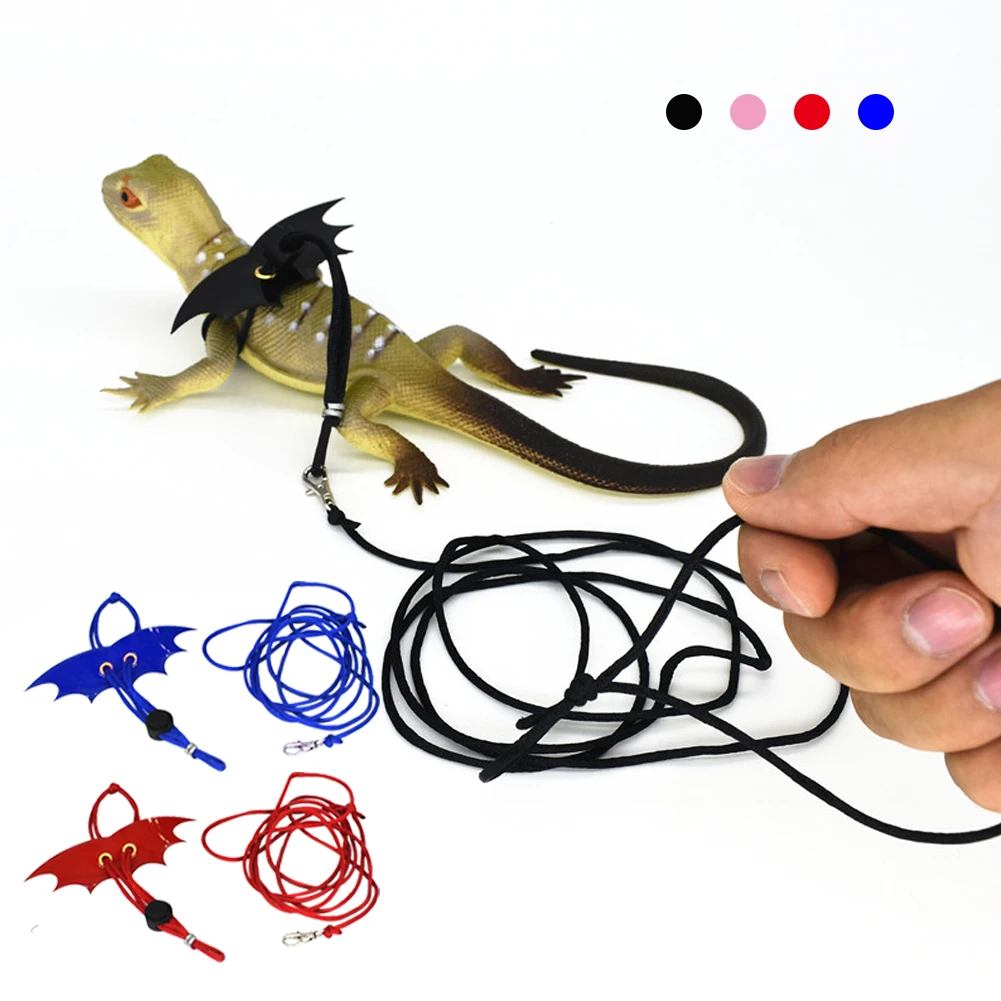 Adjustable Reptile Leash Critter Lizard Gecko Bearded Dragon Harness Climbing Rope Belt Leash Strap Wings Harness