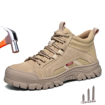 Work Safety Shoes Men Women Protective Steel Toe Safety Boots Indestructible Breathable Wrap Head Kevlar Work Sneakers tanie i dobre opinie NONE CN (pochodzenie) M667 Protective Shoes Anti-smashing steel head Anti-puncture Kevlar midsole Rubber