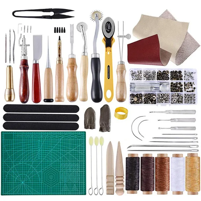 366pcs/set Leather Working Tools kit Supplies Leather Craft Processing  Tools with Instructions leather stamp set five claw punch