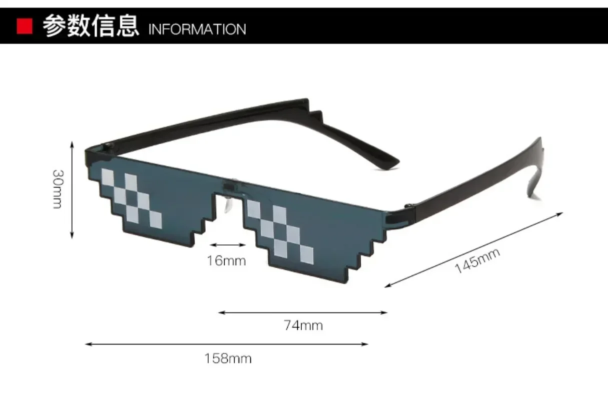 Vintage Sunglasses Funny Sunglasses Retro Round Sunglasses Funny Mosaic Sunglasses Mens Womens Pixel Black Retro Gamer Robot Sunglasses Cool Party Vintage Shades Eyewear