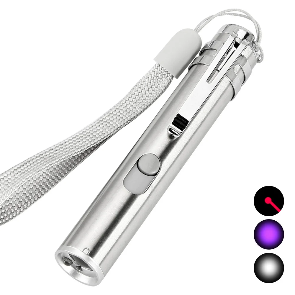 30Pcs Multi Function Three in One Usb Charging Led Flashlight, Purple Light, Cat Playing Infrared Light