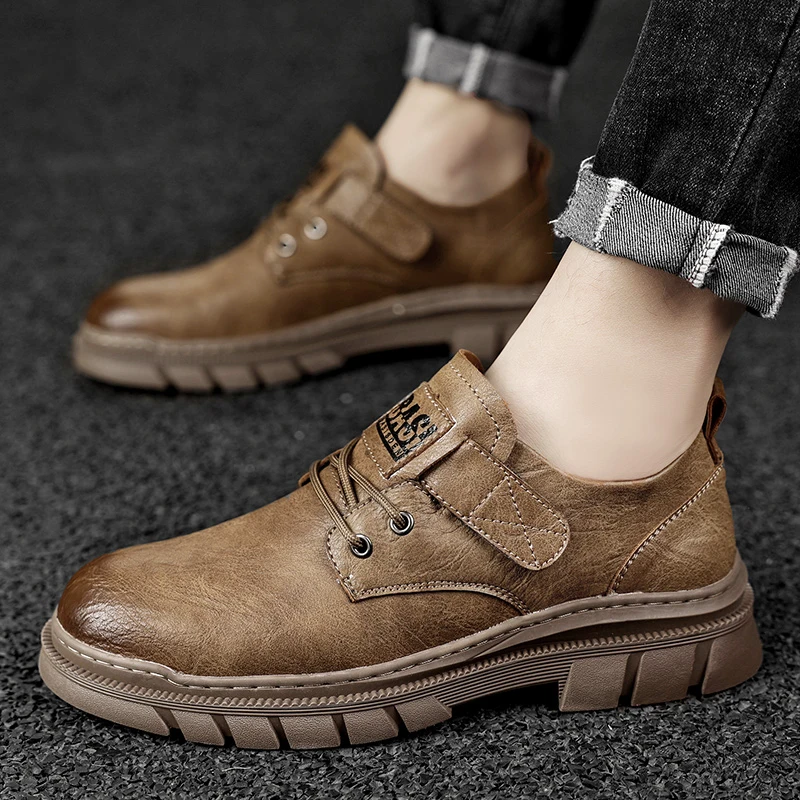 2023 Classic Men's Genuine Leather Shoes Thick Sole Business Shoes Outdoor Men's Casual Shoes Trend Men's Hiking Travel Shoes
