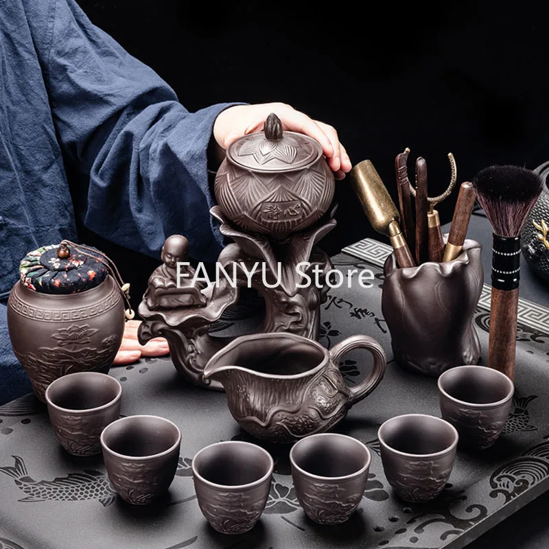 

Afternoon 6 Persons Travel Tea Set Gaiwan Chinese Style Gift Puer Tea Set Luxury Vintage Traditional Teteras Tea Ceremony AB50TS