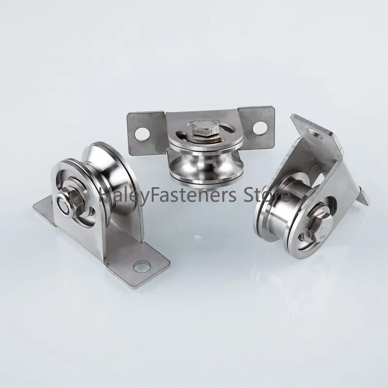 Stainless Steel Pulley Block Kit Silent Pulley Heavy Duty Fixed Detachable Loading 176 Lb Lifting Wheel Tools 2/4PCS rope pulley hoist