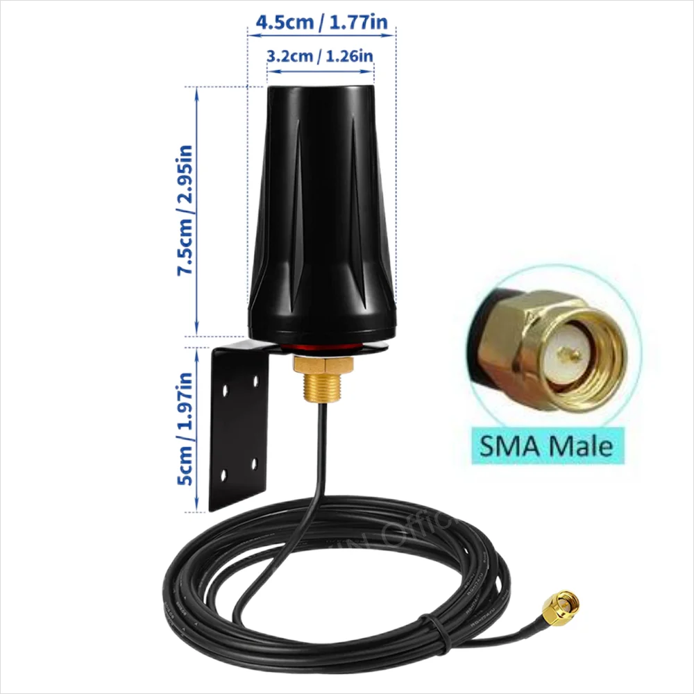 Outdoor waterproof antenna, SMA male RP-SMA head, compatible with 5G, 4G, LTE routers, mobile antenna