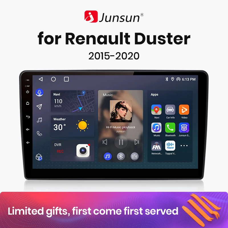 

Junsun V1 AI Voice Wireless CarPlay Android Auto Radio for Renault Duster 2015-2020for LADA Largus 2021 4G Car Multimedia GPS