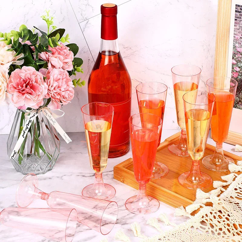 Plastic Cups Plastic Champagne Flutes 25pcs 150ml Disposable Sparkling Champagne Bar Cups Clear Toasting Glasses for Weddings Cocktail Event