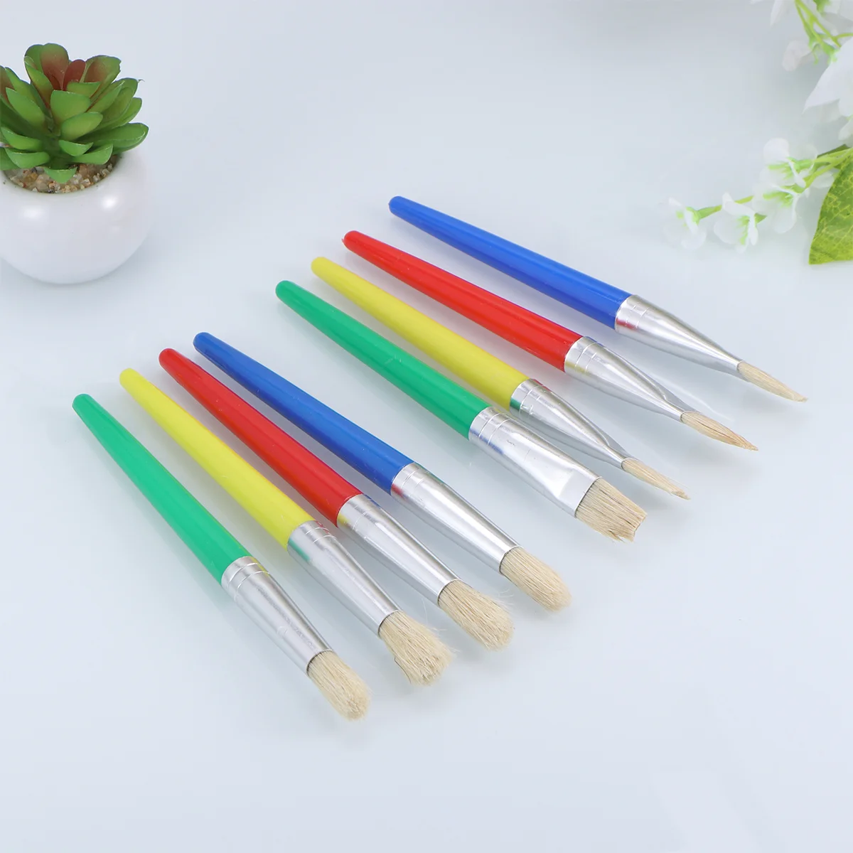 

8Pcs for Kids Nylon Flat Hair Brush Set Fine Tip Miniature Brush for Watercolor Oil