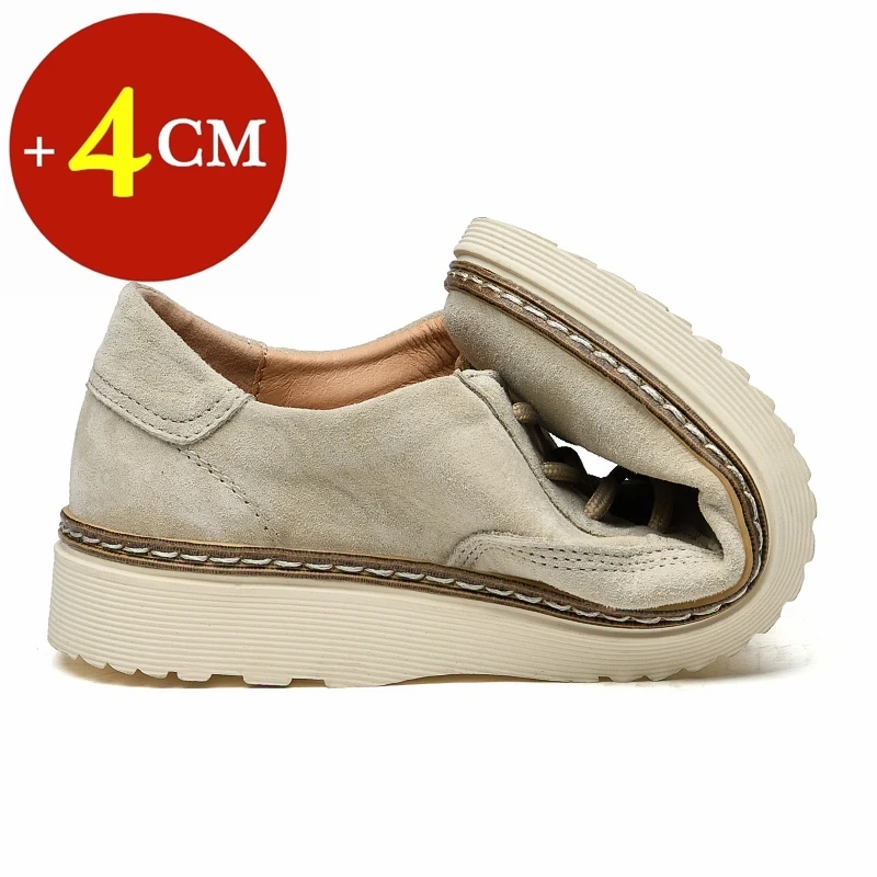 Classic Genuine Leather Casual Shoes Sneakers Man Elevator Shoes Height Increase Shoes for Men Insoles 4CM Sports Leisure Taller 3