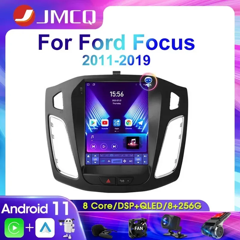 JMCQ 2Din 4G Radio samochodowe Android 11 dla Ford Focus Mk3 2011-2019 multimedialny odtwarzacz wideo główny panel nawigacji GPS Carplay