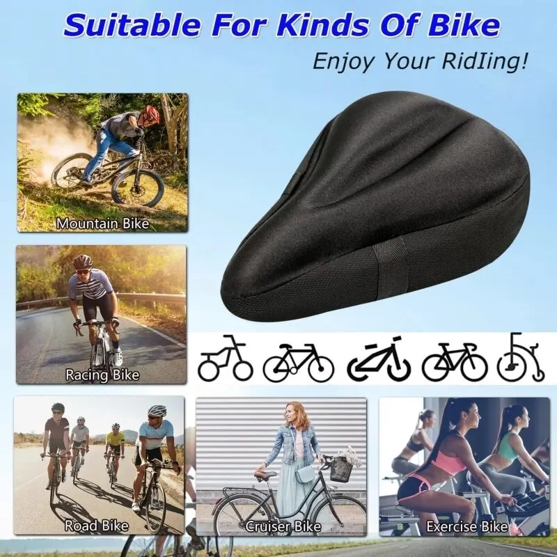 Bicycle Seat Cover Bike Seat Cover Gel Spong Comfortable Exercise Bike Seat Cushion Cover Soft for Cycling Class Mountain Stationary Bikes