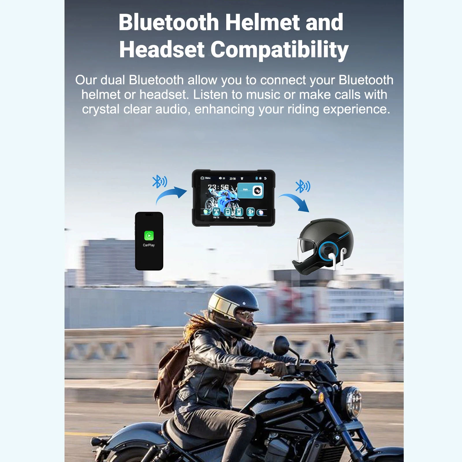 5 inch Waterproof Touchscreen, Support Dual Bluetooth, Car GPS, Siri