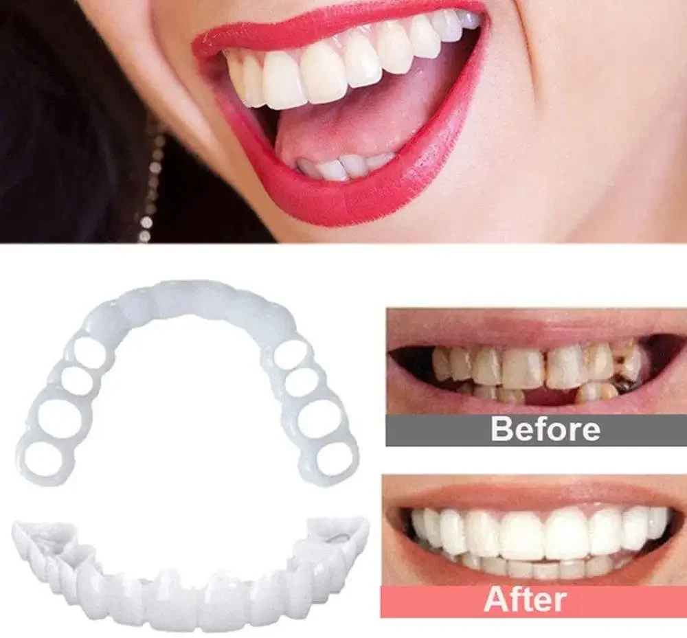 Perfect Fit Teeth Whitening Copertura Per Denti Finti Snap On Silicone Smile Impiallacciature Denti Strumento Di Bellezza Superiore Promozione Dei Den