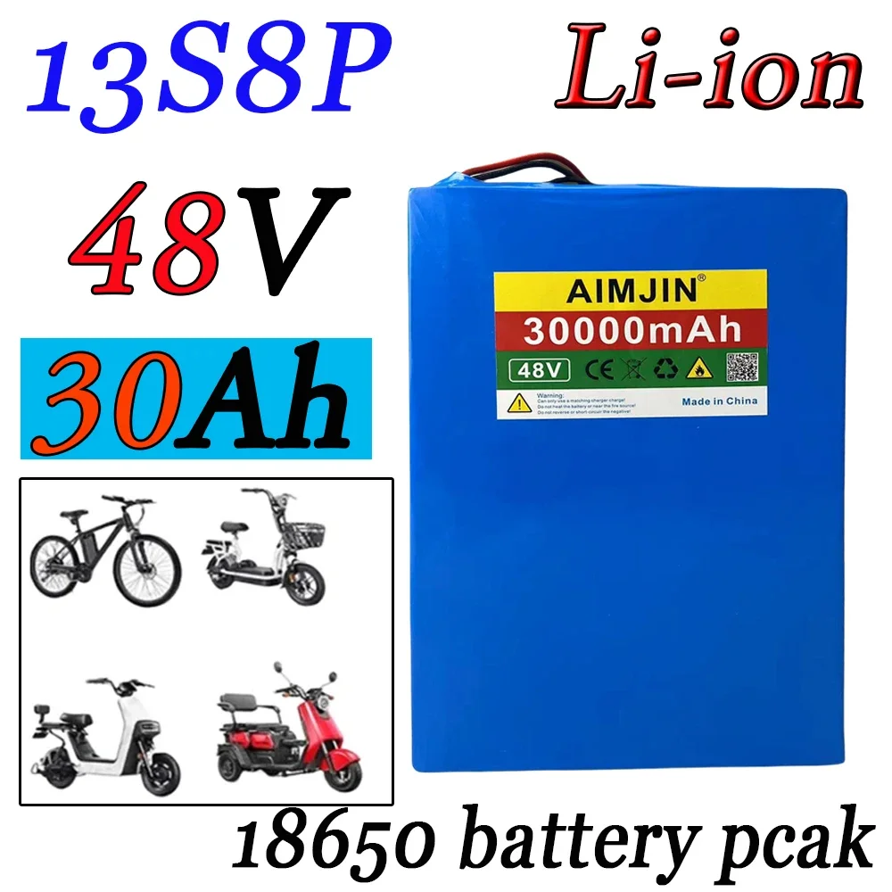 

48V 30000mAh 18650 13S8P Lithium Battery Pack 1000W Electric Bicycle Battery Built in 50A BMS