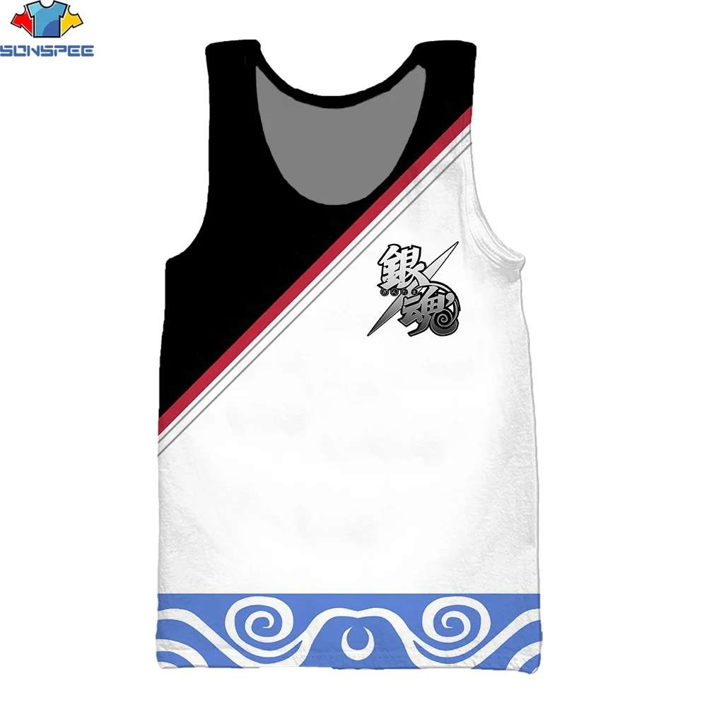 

SONSPEE 3D Print Men's Sport Vest Classic Anime Gintama Black White Vintage Tops Fitness Streetwear Summer Sleeveless Tank Top