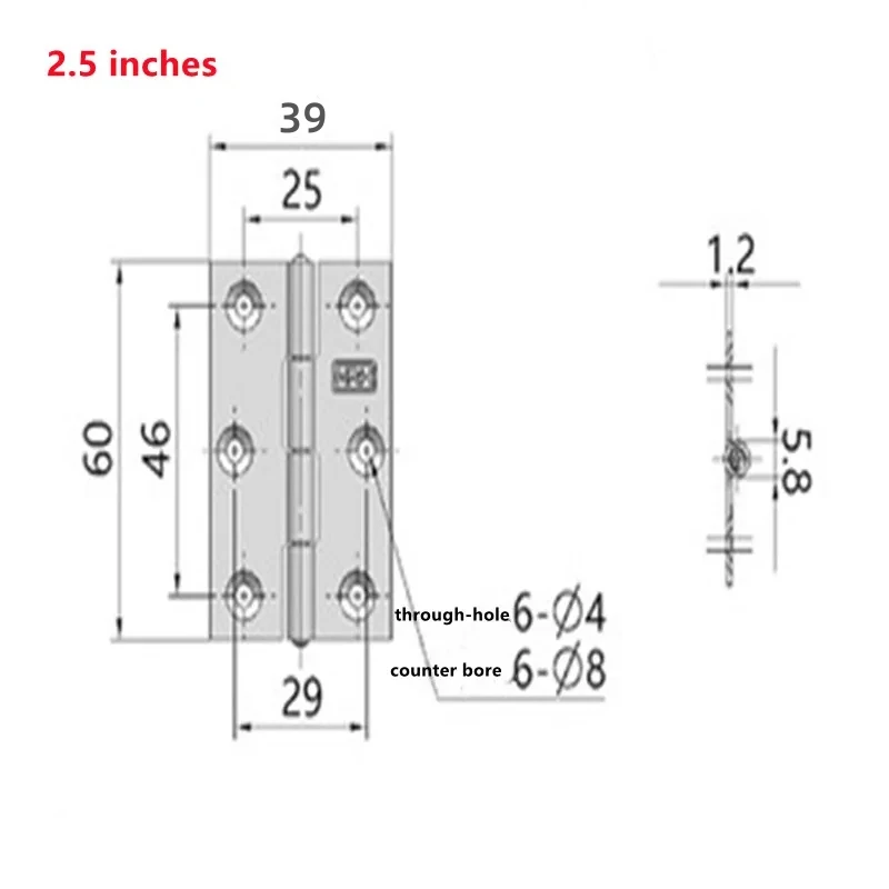 2-10Pcs 1/1.5/2/2.5 Inch Stainless Steel Hinged Door Drawer Connector 4/6 Hole Removable Furniture Bookcase Window Cabinet Hinge stainless steel hinges door hinges