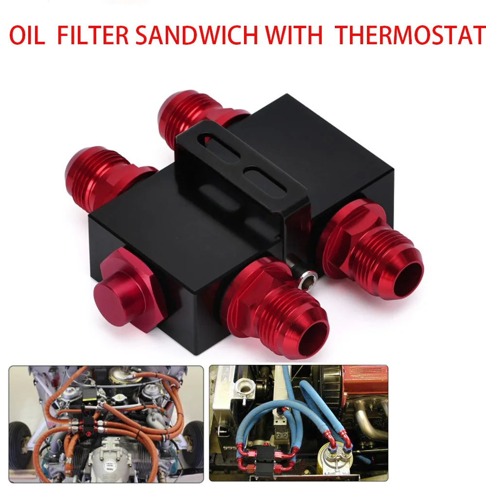 

New Oil Filter Sandwich Adaptor with AN10 Fitting In- Line Oil Thermostat Oil Sandwich Adapter