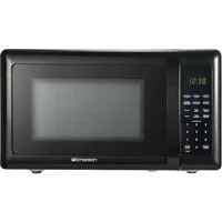 Compact countertop microwave with LED display, 700W, 10 power levels, 6 auto menus, glass turntable and child safety lock 1