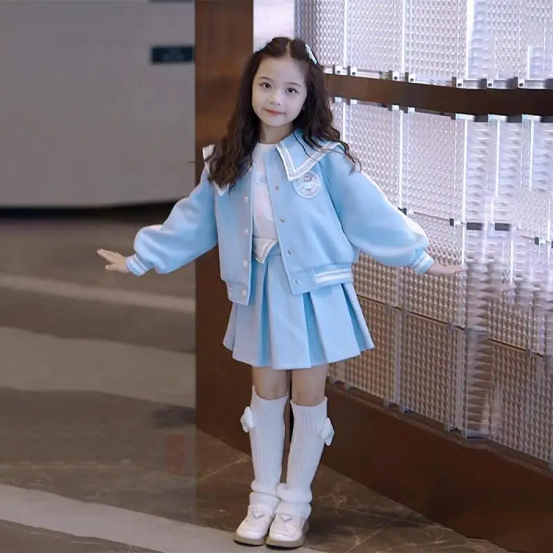 

Комплект для девочек Sanrioed аниме Cinnamoroll высококачественное утепленное Пальто футболка плиссированная юбка штаны Y2K корейский стиль Одежда