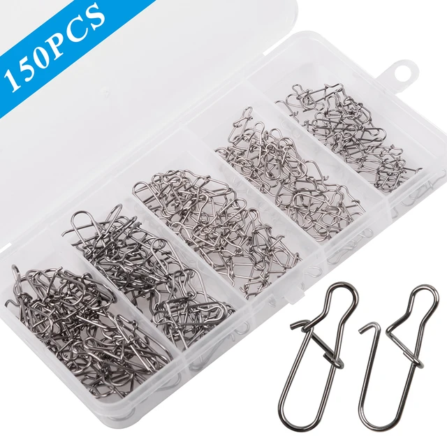 150Pcs/Box Stainless Steel Clip Snap Swivels High-Strength Fishing  Connector Fishing Tackle Kit For Saltwater Freshwater - AliExpress