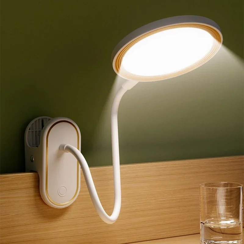 Table Lamp USB Rechargeable Desk Lamp with Clip Bed Reading Book Night Light LED Touch 3 Modes Dimming Eye Protection Light