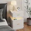 Night Stand, LED Nightstand, Bedroom Night Stand with Charging Station, 2 Drawer Nightstand, Modern Nightstands with Curvy Edge 1