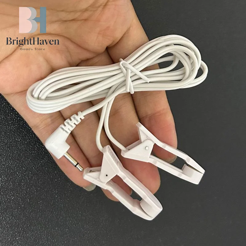 1Pcs 이어 클립 전극 리드 와이어 2.5mm 직각 플러그 TENS 펄스 치료 마사지 장치 B.H 용 듀얼 이어 클램프 케이블