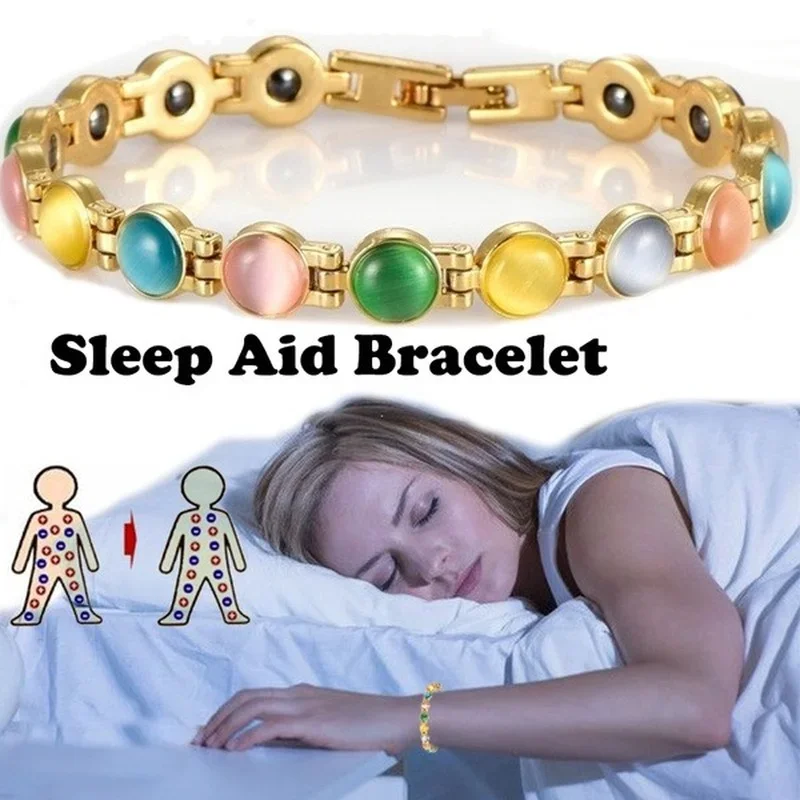 Colorful stone magnetic health energy germanium magnetic bracelet hologram chain link charm bracelet for women arthritis charm bracelet magnetic bracelet