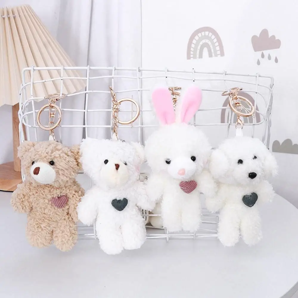 1pc Kawaii Cartoon Cute Soft Plush Bear Rabbit Doll Small Keychain Toys Bag Men’s Car Key Ring Gift Student Bags Luggage Pendant 10 50 pcs 19 25mm rainbow custom diy metal flat o split circle easy open key ring buckle hook clasp hardware for bags