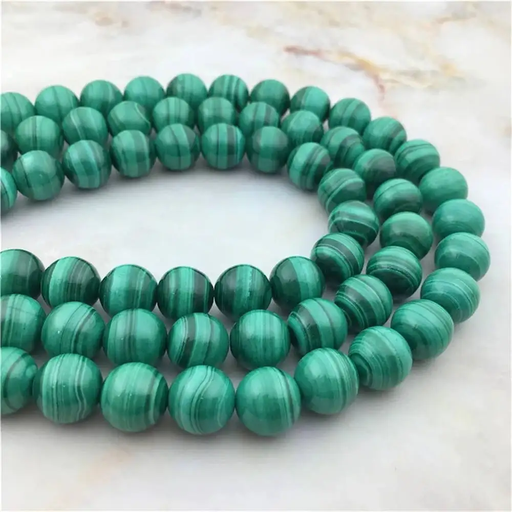 Natural Green Malachite Smooth Round Beads Stone 6 8 10mm Green Smooth Charm Beads Gem Stone For DIY Bracelet Jewelry Making