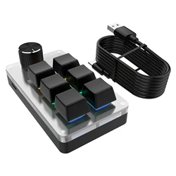RGB Mechanical Keyboard with Mini Knob for Custom Macros and Programming (Black)