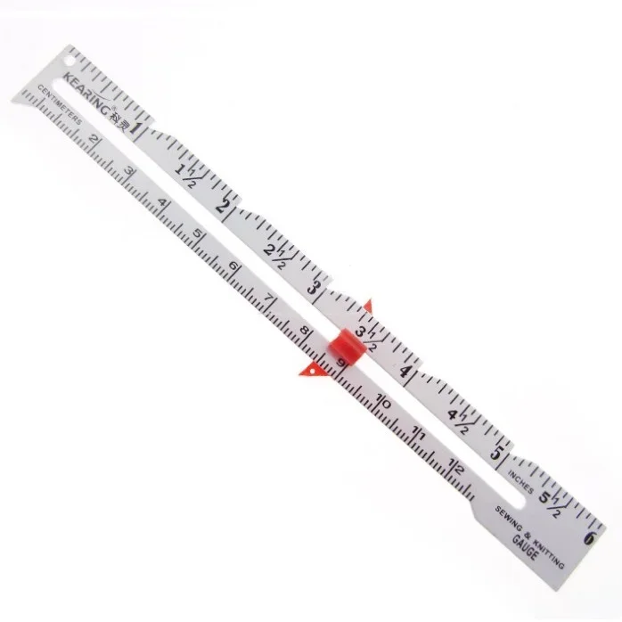 Pro Sewing Measuring Gauge Measure Ruler with Sliding Adjustable Marker Knitting Sewing Supplies Marking Button Holes Handamde Craft 6'', Size: 15 cm