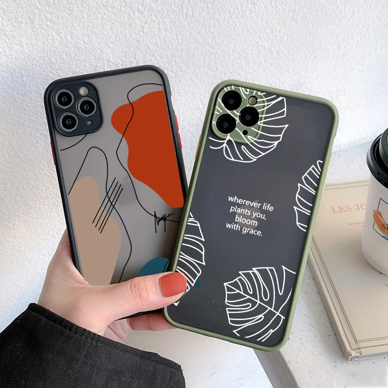 GYKZ Art Retro Abstract Geometry Leaf Phone Case For iPhone 13 Pro Max