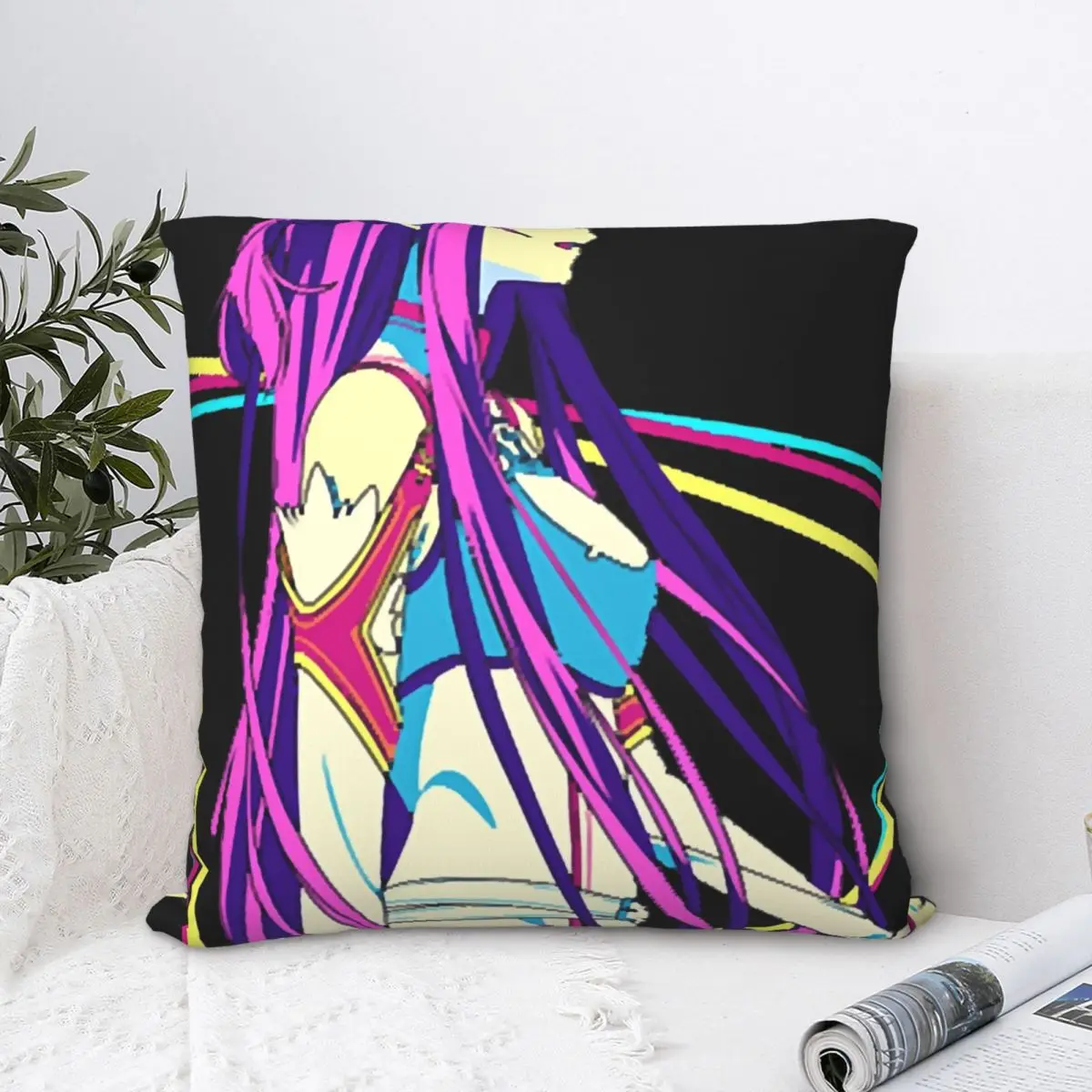 

Sword Art Online Kirito And Asuna Square Pillowcase Polyester Pillow Cover Velvet Cushion Zip Decorative Comfort Throw Pillow