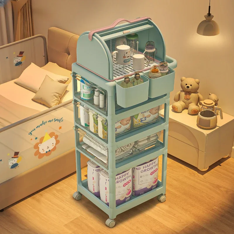 

Baby Supplies Storage Rack Small Stroller Baby Storage Cabinet Newborn Clothes Bedside Mobile Bottle Storage Rack