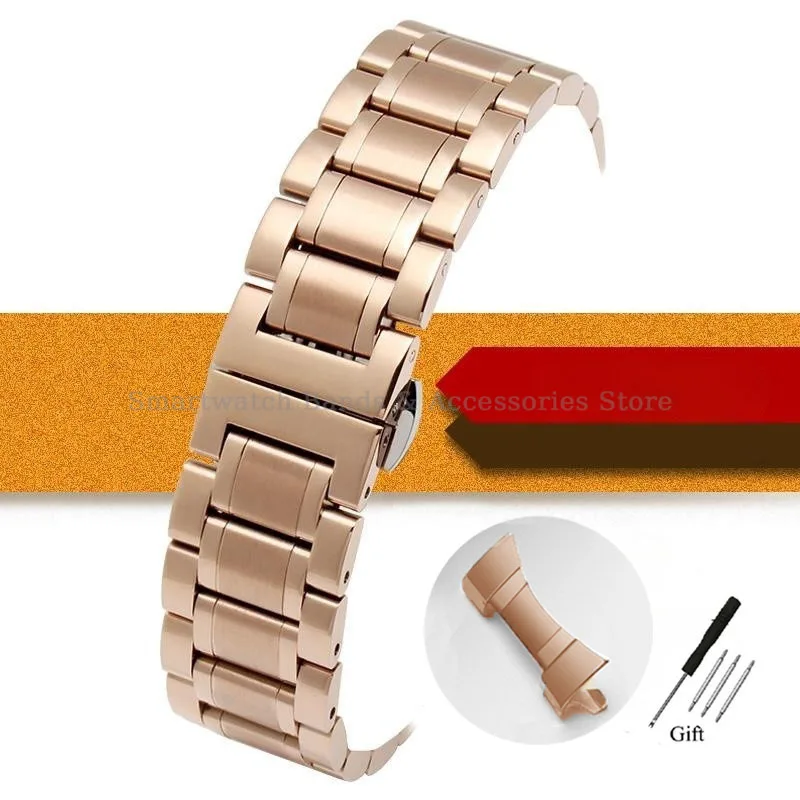 Elegant Curved End Stainless Steel Watch Bracelet - Multi-Size Replacement Strap