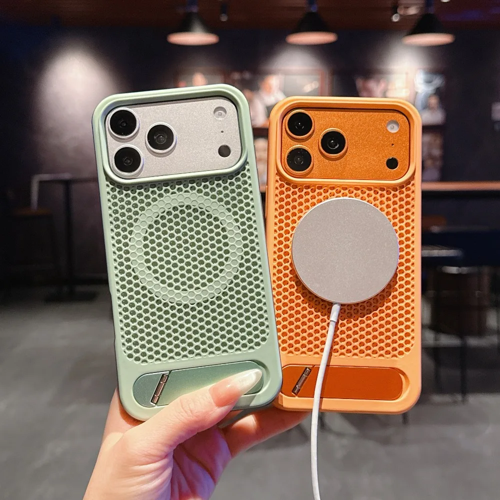 Honeycomb Cooling Magnetic Phone Case with Foldable Stand and Shockproof Protective Shell