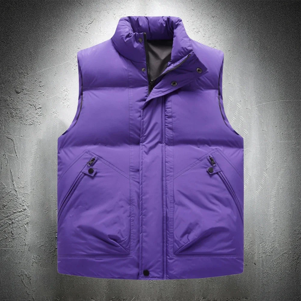 

Vest Purple Jacket Men Solid Color Autumn Winter Cotton Padded Jackets Sleeveless Thicken Warm Vests Coats Clothing