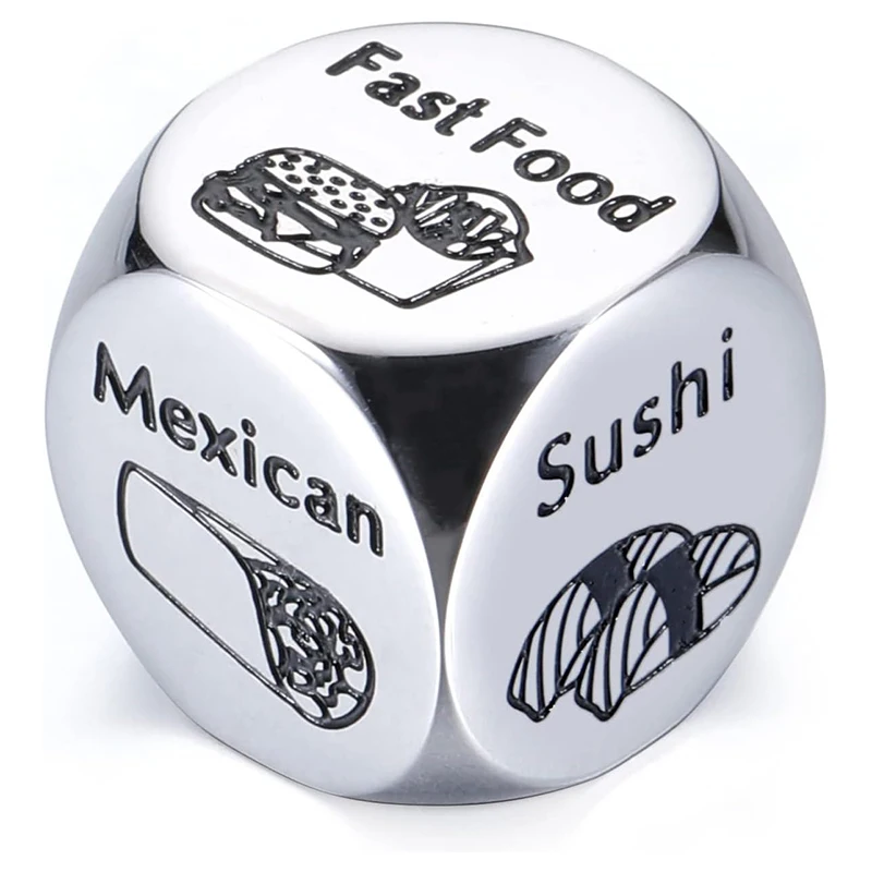 Game Dice Dice Set Food Decision Dice Stainless Steel Date Night Meal Decision Maker Valentines Day Movies Dice Entertainment Game