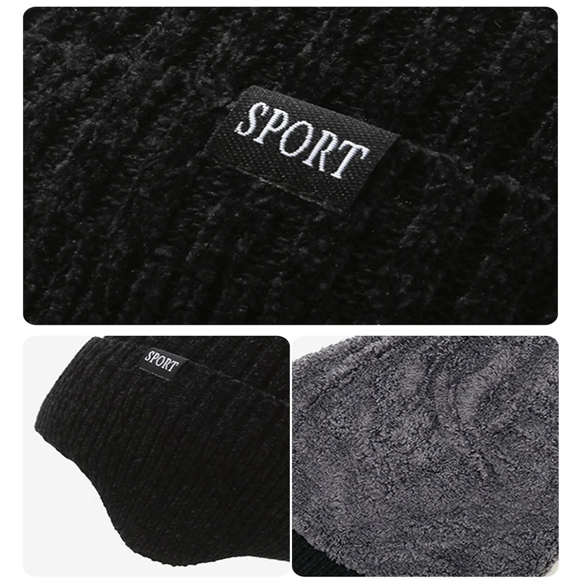 Men's Wool Blend Hat, Winter Warm Fleece-Lined Thick Knit Hat, Men's Windproof Knitted Hat, Cotton Hat for Cold Weather Camping