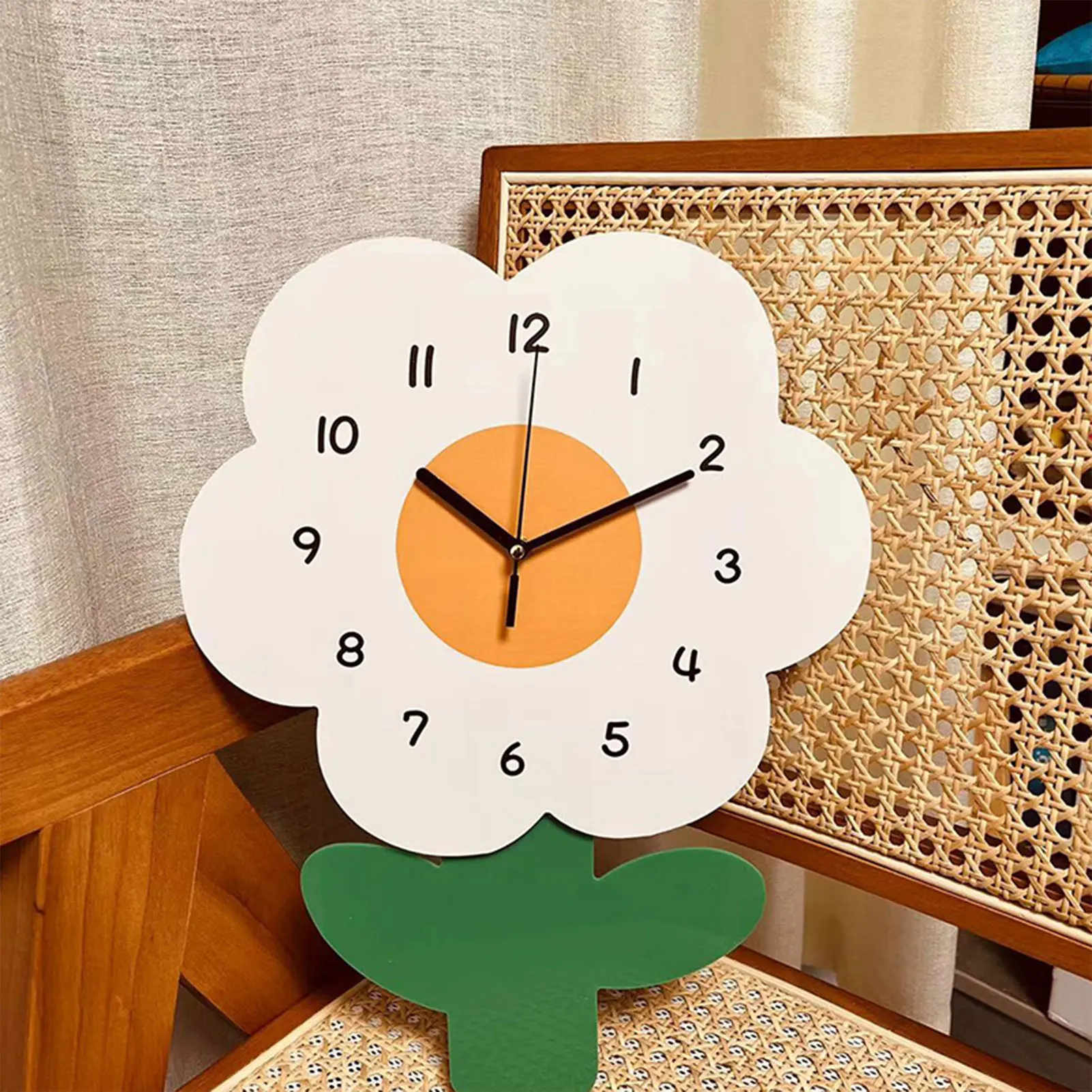 Flowers Creative Clock Wall Home Living Decoration Artistic Silent