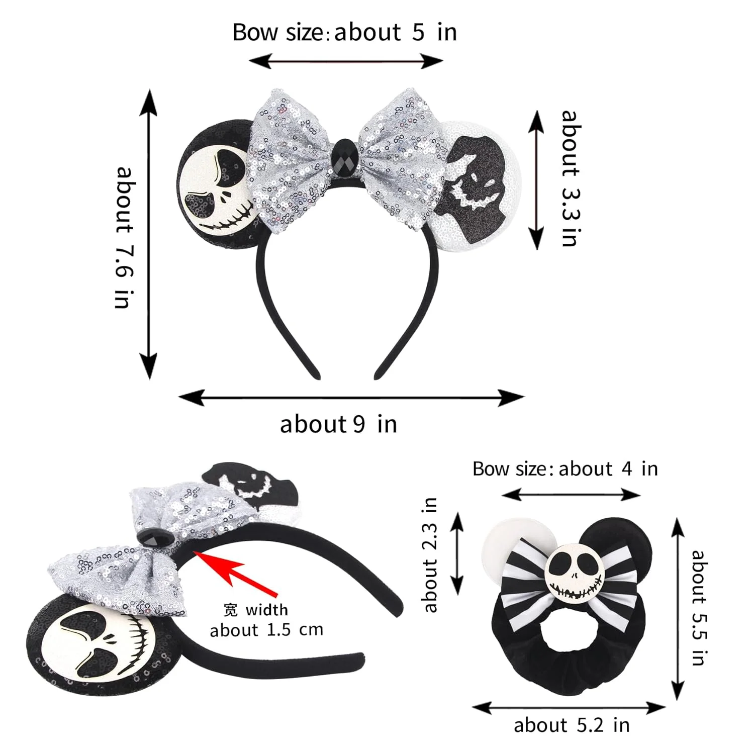 A sequin mouse ears velvet Shiny bow Festive Carnival headpiece Halloween Hair piece Girl Ladies Adult Children birthday party