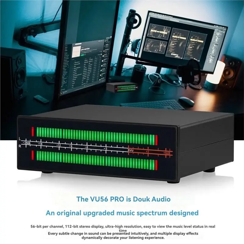 A23F-VU56-PRO 듀얼 채널 음악 스펙트럼 분석기 LED 사운드 레벨 미터 MIC 음악 스펙트럼 시각화 장치 오디오 분배기