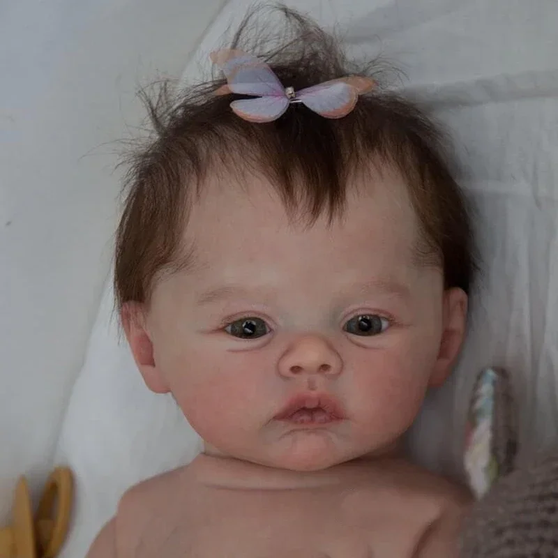 18inch Full body Vinyl Reborn Baby Doll Meadow Newborn Baby Size Real Picture Handmade Hand-root Hair Visible Veins