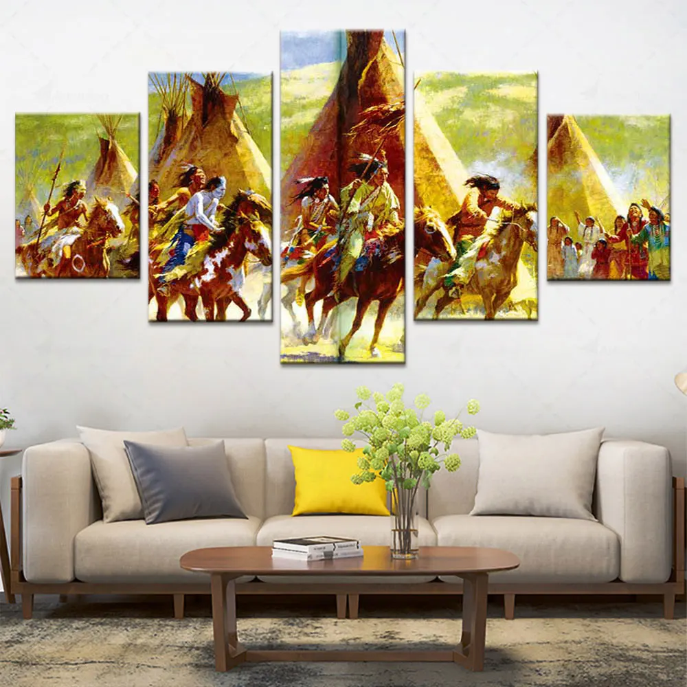 

Artsailing Indian Painting HD Printed 5 Piece Canvas Room Decoration Aesthetic Modular Cuadros Wall Art Pictures Free Shipping