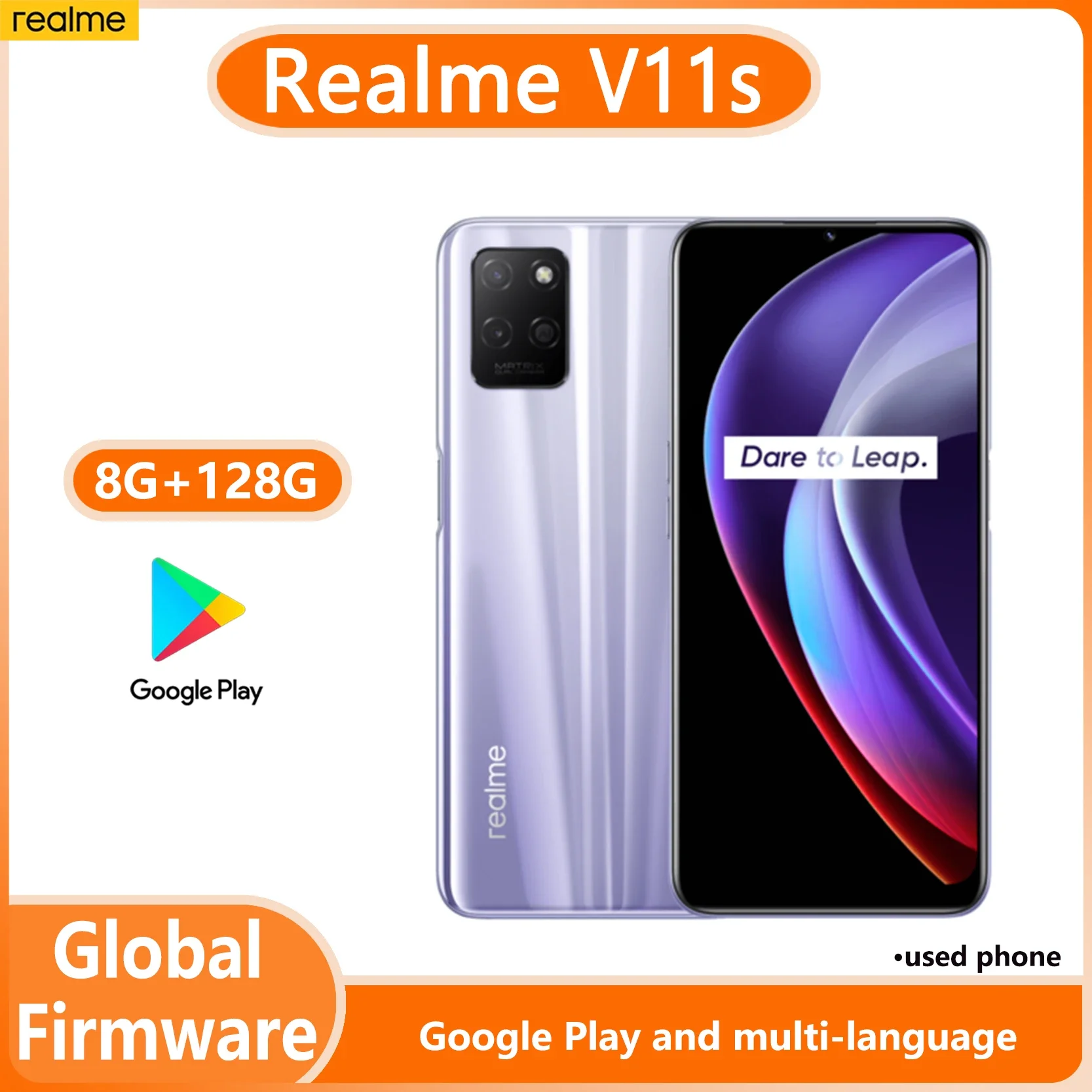 OPPO realme V11s 5G Global firmware MTK Dimensity 810 Unlocked 6.5 inch realme UI 2.0 8GB 128GB Main camera 13MP Used Phone