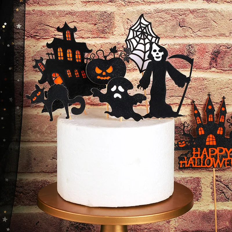 Gleevio 28 Stück Halloween Tortendeko - Cupcake Topper Hexe, Katze, Geist