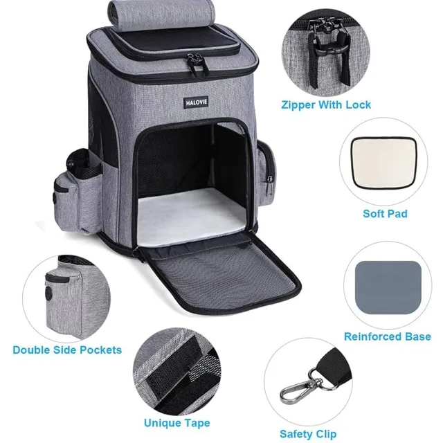 Pet supplies Scalable household outing, large capacity breathable dog bag, portable and foldable cat backpack 5