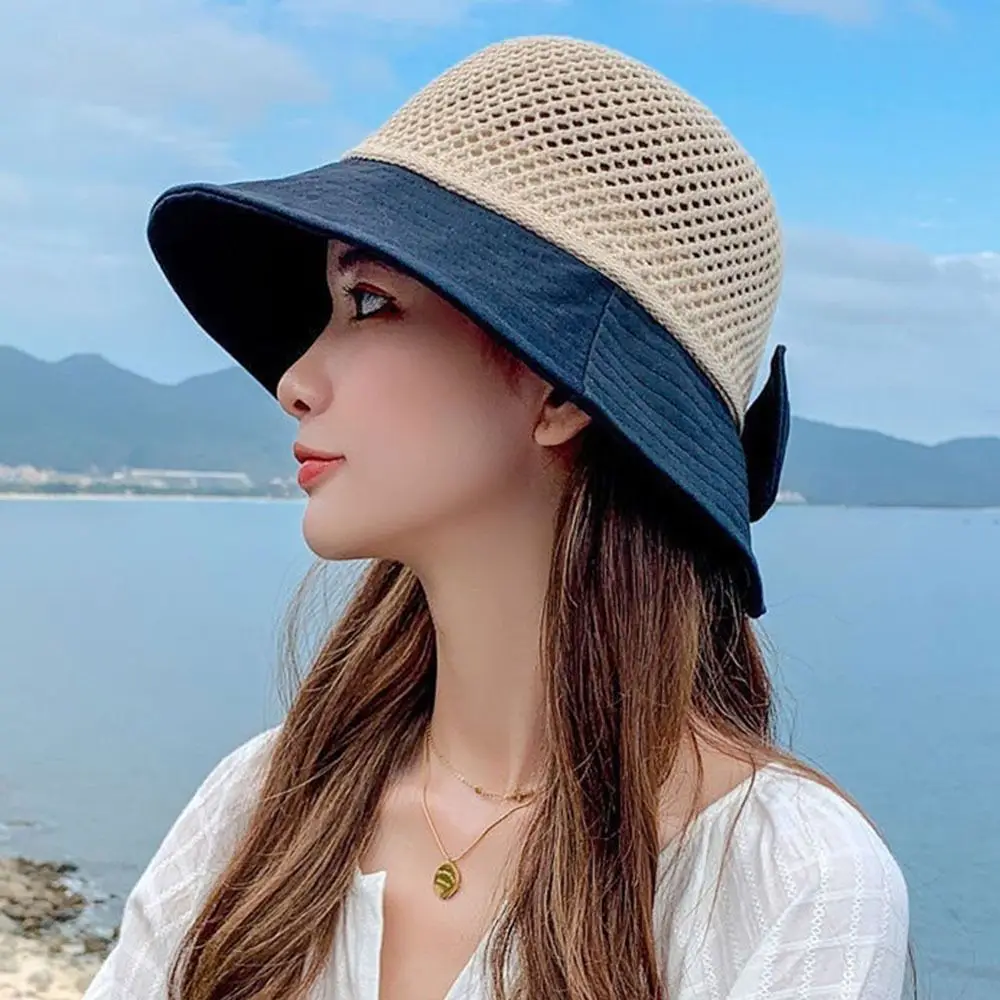 Summer Women Bucket Hat UV Protection Sun Hats Soft Foldable Wide Brim Outdoor Beach Hat Panama Cap 4